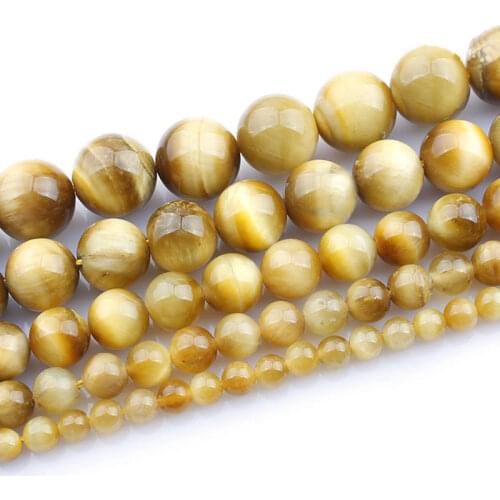 4-16mm Round Yellow Tiger Eye Stone Beads Natural Gem Stone Beads For Jewelry Making Beads Bracelets For Women 15'' DIY Beads