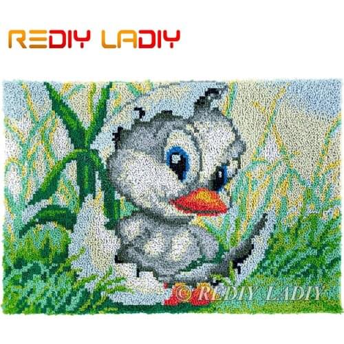 Latch Hook Rug Chunky Yarn Tapestry Kits DIY Carpet Rug Birth of Duck Knitted Floor Mat Crocheting Cushion Arts & Crafts 85*58cm