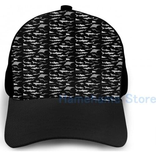 Fashion Sharks and Rays Dark version! Basketball Cap men women Graphic print black Unisex adult hat