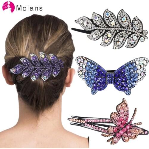 Molans New Colorful Rhinestone Hairpin Women Hair Clips Butterfly Hair Claw Elegant Duckbill Clip Fashion Hair Accessories