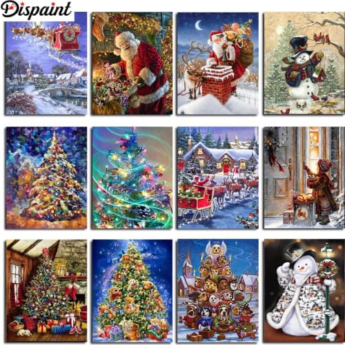 Dispaint 3D Diamond Painting "Christmas scenery" DIY Full Rhinestones Drill Cross-stitch Kits Square Round Diamond Embroidery