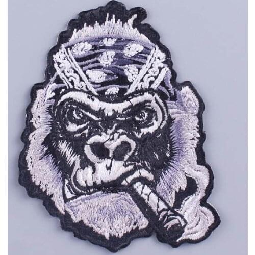 Gorilla/Punk Patch Skull Sewing Badge Patch Iron On Patches On Clothes Embroidered Patches For Clothing Skeleton Stripe Appliqu