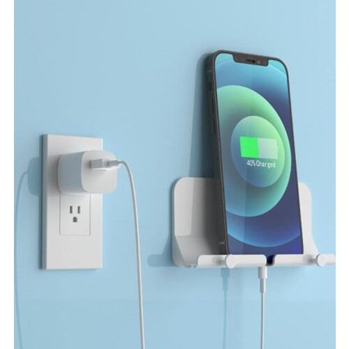 Wall Mounted Organizer Storage Box Remote Control Mounted Mobile Phone Plug Wall Holder Charging Multifunction Holder Stand