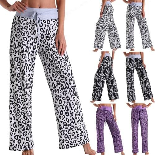 2021 New Womens Ladys Casual Pants High Waist Loose Pants Comfy Stretch Printing Wide Leg Pants High Quality Daily Comfy Pants