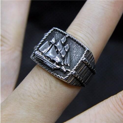 Newest Fashion Sailboat Mens Ring 316L Stainless Steel Men Cool Ring