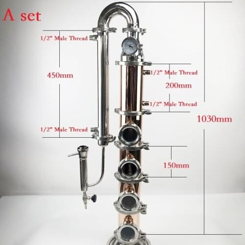 NEW 4" 102mmOD119 Mix Copper---Stainless Steel 304 Type Distiller Column,Reflux Tower Combination,Copper Bubble Plate Sets*4