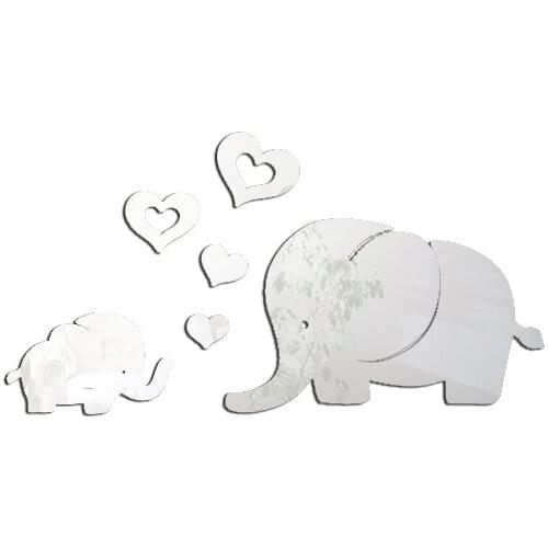ONE set Love elephant mirror wall paste living room bedroom mirror