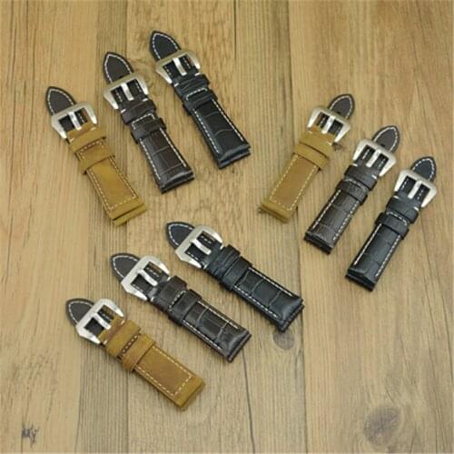 Wholesale 10PCS / lot 22MM 24MM 26MM genuine cow leather Watch band watch strap black coffee brown color -WBQ001