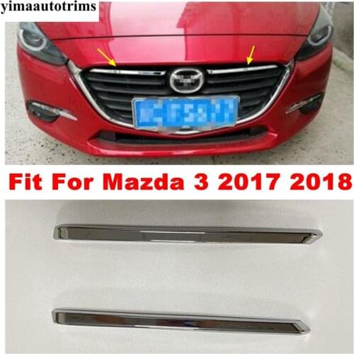 ABS Chrome Front Head Racing Grille Grill Stripes Decoration Accessories Exterior Cover Trim Fit For Mazda 3 2017 2018