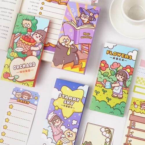 Kawaii Girl Sticky Notes Cute Message Notes Notes Tearable Message Paper Study Notes Plan Paper Stationery
