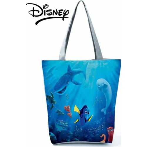 Disney Finding Nemo Fish Handbags Eco Reusable Shoppaing Bag High Capacity Women Travel Beach Bag Cartoon Dolphin Printed Tote