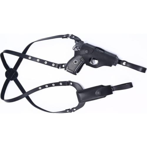 Tactical Concealed Gun Holster Military Leather Underarm Holster For Right Hand Glock 17 Beretta Hunting Gun Bag with Mag Pouch