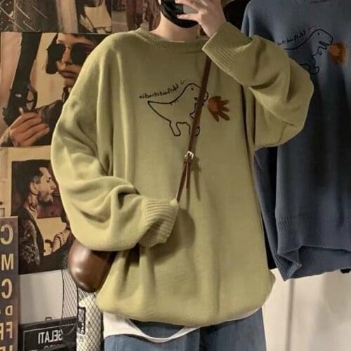 Women Knitting Sweater O-Neck Cartoon Loose Oversize Winter Hot Sale Preppy Student Korean Femme Pullovers Sweatar