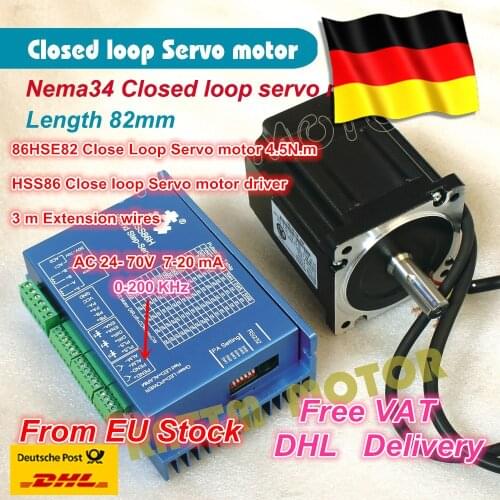 1Set Nema34 4.5N.m Closed Loop Servo motor Motor Kits 82mm 6A Closed Loop & HSS86 Hybrid Step-servo Driver 8A CNC Controller Kit