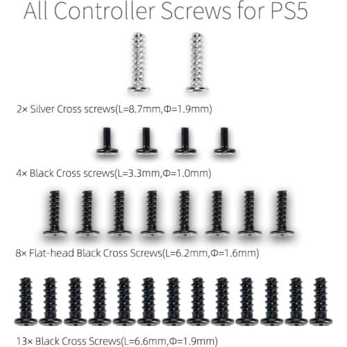 HOTHINK 1set 27pcs All Screws for PS5 Controller Cover Case Motor Philips Cross Screws for PlayStation 5 DualSense