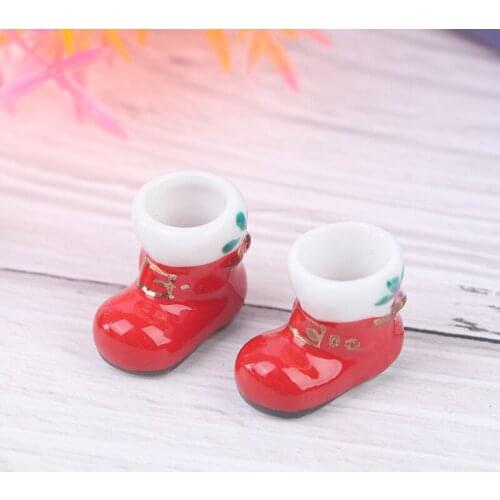1 Pc Dollhouse Porcelain Christmas Socks Boots Broom Dollhouse Miniature Accessories