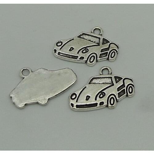 100pcs/lot Antique Silver Cartoon Car Charms 21x14mm Saloon Car Pendant Industrial Revolution Vehicle Jewelry Findings