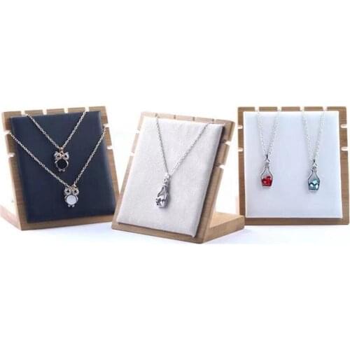 2Pcs Bamboo Wooden Jewelry Display Plate Necklace Storage Stand For Shop, Home