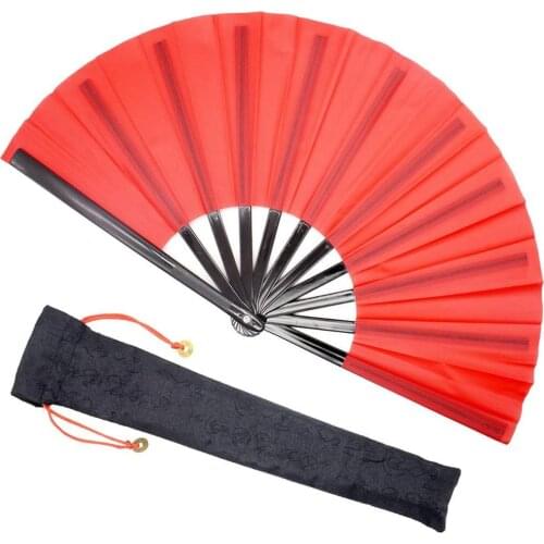 33CM Nylon Cloth Folding Fan Chinese Kung Fu Tai Chi Fan Handheld for Performance Dance Fighting Party Home Decor Gift