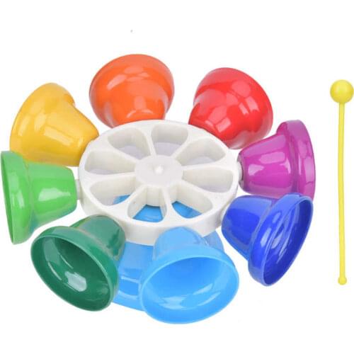 8 Tone Hand Bells Rainbow Color Children\s Musical Tambourine Toys Instrument Accessories
