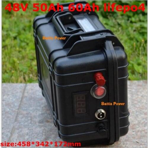 48v 50Ah 60Ah Lifepo4 Battery Waterproof Lithium Iron Phosphate Battery Electric Bike Scooter Power Motor 2kw BMS + 10A Charger