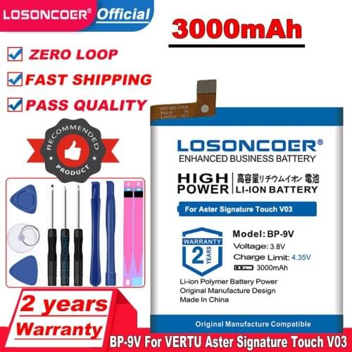 LOSONCOER 3000mAh BP-9V Battery for VERTU Aster Signature Touch V03 Battery