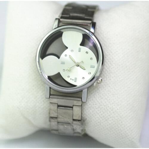 Zegarki meskie high quality luxury hollow Mickey Cartoon women watch Reloj Stainless Casual Quartz Watch children watches часы
