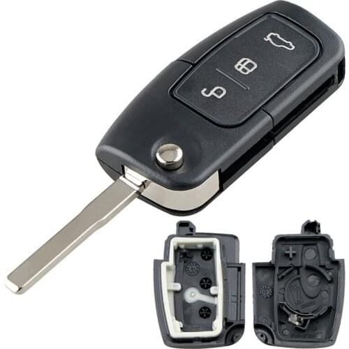 3 Buttons Car Key Fob Case Shell Replacement with HU101 Blade Flip Folding Automobile Remote Car Key Cover for Ford Focus Cars
