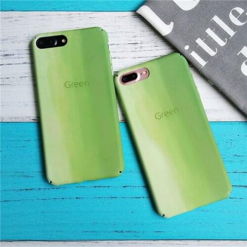Simple Green Phone Case For iphone 6 6s 7 Plus Fashion Gradient color Hard PC Cases For iphone 8 7 Plus Cover Protective Capa