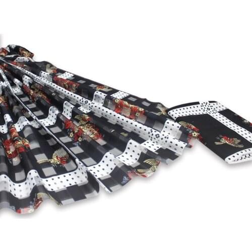 Pure silk fabric organza fabric african fabric abkara african wax print fabric 3+3yards organza ribbon silk for dress B2-E7