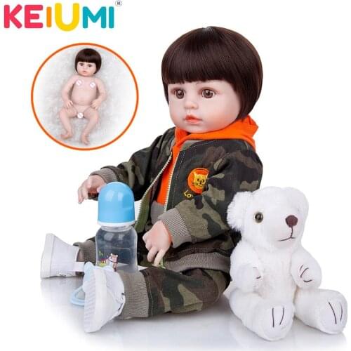 KEIUMI Lovely 19 Inch Full Silicone Reborn Baby Doll Lifelike Toy For Boy Toddler Realistic Reborn Babies Pretty Doll Kids Gifts