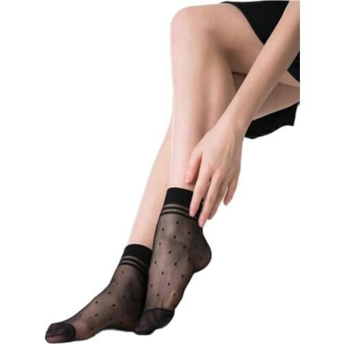 Lace Dot Socks Asian Woman Slim Sexy Hot Foot Fetish Sock Lolita Lovely Ankle Ultra Thin Sheer Socks Alluring Hottest Sex