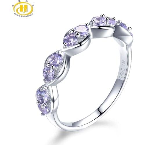 Hutang Natural Tanzanite Rings 925 Sterling Silver Gemstone Infinity Ring Fine Fashion Jewelry for Women Presents Best Gift New