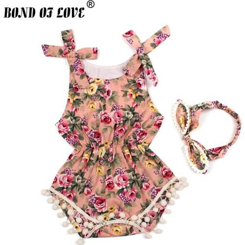 2020 Summer Baby Girl Newborn Jumpsuit Romper Print Sleeveless Clothes Jumpsuit Headband 2pc New Year Costume For Kid Clothing