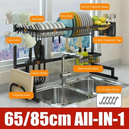 Stainless Steel Kitchen Shelf Organizer Dish Drying Rack Over Sink Dish Bowl Drain Drying Shelf Countertop Utensils Holder