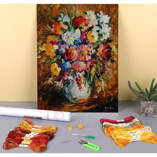 Summer Mood Printed Canvas 11CT Cross Stitch Complete Kit Embroidery DMC Threads Craft Handmade Needlework Sewing Package