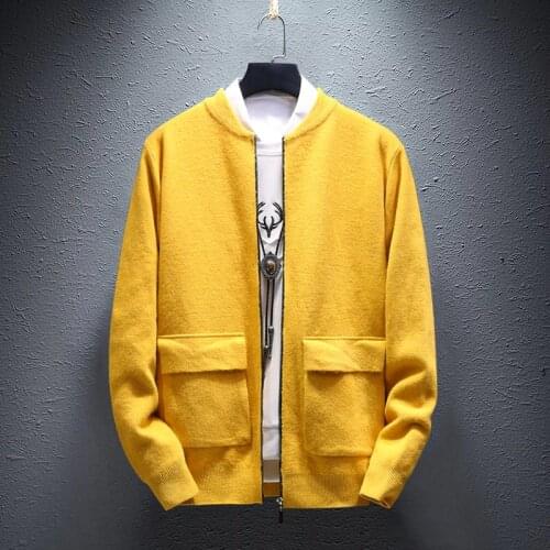 Sweater Men 2020 New Long Sleeve Cardigan Mens O-Neck Sweaters Loose Solid Zipper Fit Knitting Casual Style High Quality