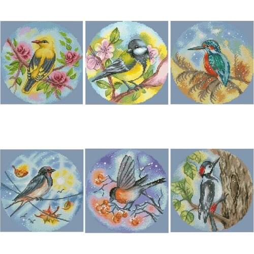 Colorful bird patterns counted 11CT 14CT DIY Cross Stitch Sets Chinese Cross-stitch Kits Embroidery Needlework
