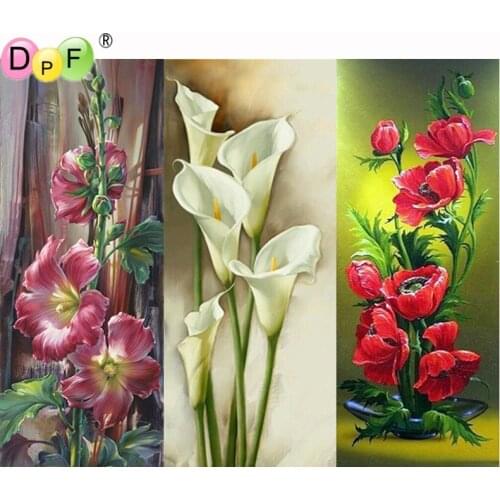 DPF DIY 5D full Round Diamond Painting red poppy flower Magic Cube Cross Stitch crafts Diamond Embroidery Mosaic Home Decor gift