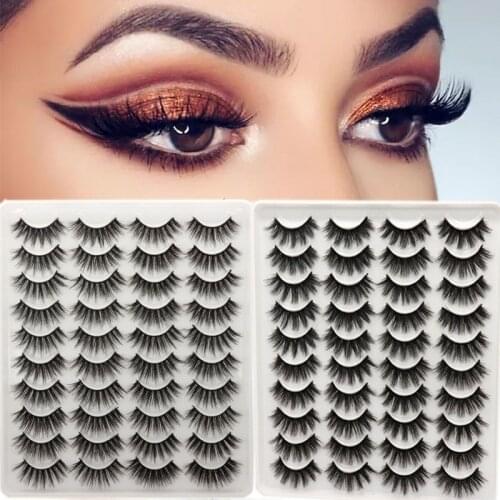 New 20 pairs 3D Mink Lashes Natural False Eyelashes Dramatic Fluffy Soft Wispy Volume Cross Reusable Eyelash MaKeup