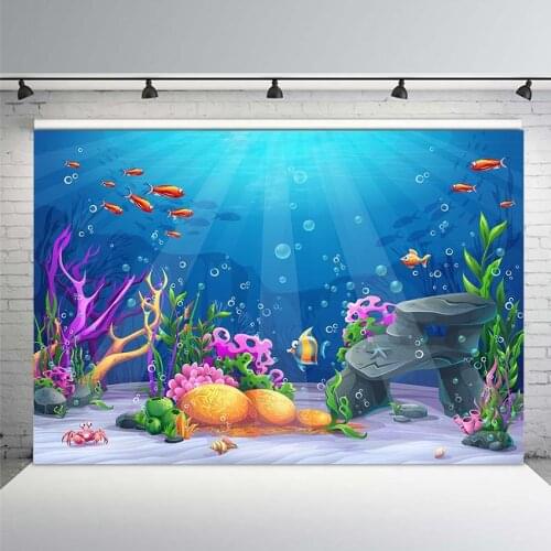 Little Mermaid Under Sea Bed Caslte Corals Ariel Princess Photography Backdrop Baby Party Birthday Photo Background
