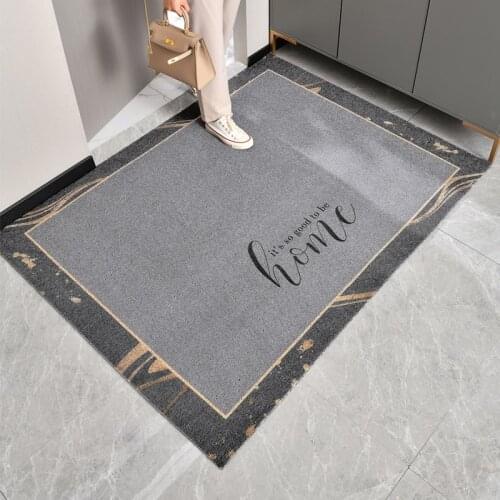 Gray Marble Pattern Non-Slip Welcome Rug Durable Rubber Door Mats Low-Profile Heavy Duty Doormat Resist Dirt Trapper Carpet