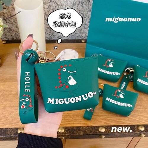 Silicone Coin Purse Keychain Creative Cartoon Green Dinosaur Coin Bag Ins Bag Key Clip Pendant Popular In Japan And South Korea