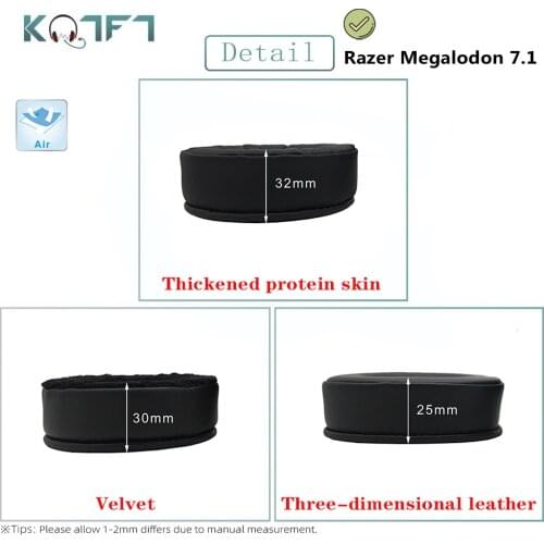 KQTFT Protein skin Velvet Replacement EarPads for Razer Megalodon 7.1 Headphones Ear Pads Parts Earmuff Cover Cushion Cups