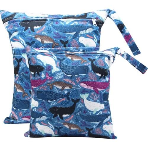 2pcs Set Stroller Diaper Bag Reusable Wetbag For Baby Cloth Diapers Nappies Menstrual Nursing Pad PUL Maternity Diaper Wet Bag
