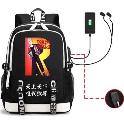 Tokyo Revengers Backpack Anime Cosplay Plus Ultra Multifunction USB Charging Laptop Shoulder Unisex Travel School Bags Girl Boys