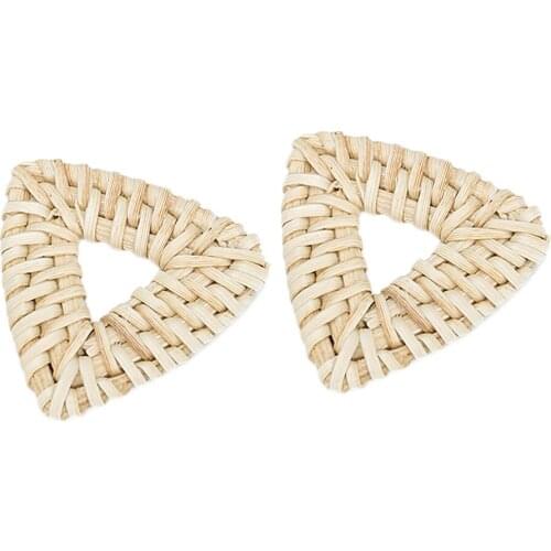 Triangle, Round, Water Drop Rattan Earring - DIY Handmade Rattan Weave Earrings Straw Weave Fashion Earrings for Women