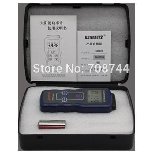 High Precision Solar Power Meter Light Meter Data Hold And Peak Hold For Solar Radiation Tester SM206 Glass Light Intensity