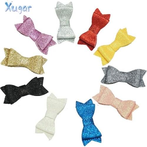 Xugar 76mm Glitter Hair Bows For Daily Life Girls Hair Clips Various Colour Shiny Bow Hairpin Girls Princess Hair Accessories
