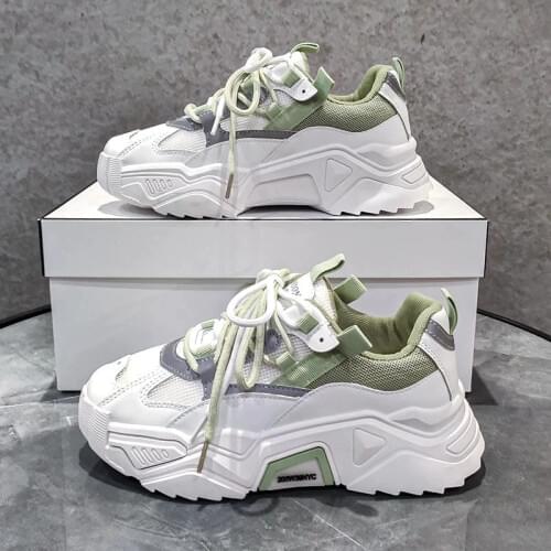 Women Platform Chunky Sneakers Designers Fashion Lace Up Casual Breathable Tennis Basket Female Spring Vulcanized Shoes 2021